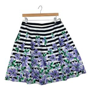 Talbots Striped Floral Print A-line Skirt size‎ 6P Multicolor